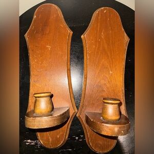 MCM Wood Wall Candle Sconces
